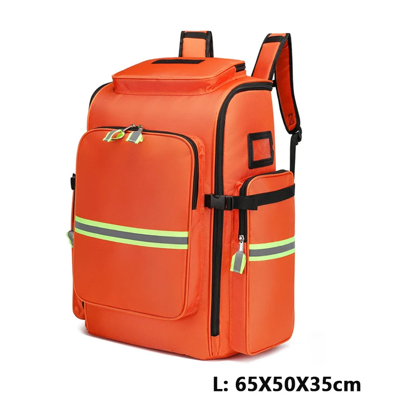 Empty Emergency First Aid Kit Backpack First Responder Trauma Bag Medical Supplies Case for Disaster Relief Field Trips Camping Peaceful Pleasures Health and Wellness Orange L