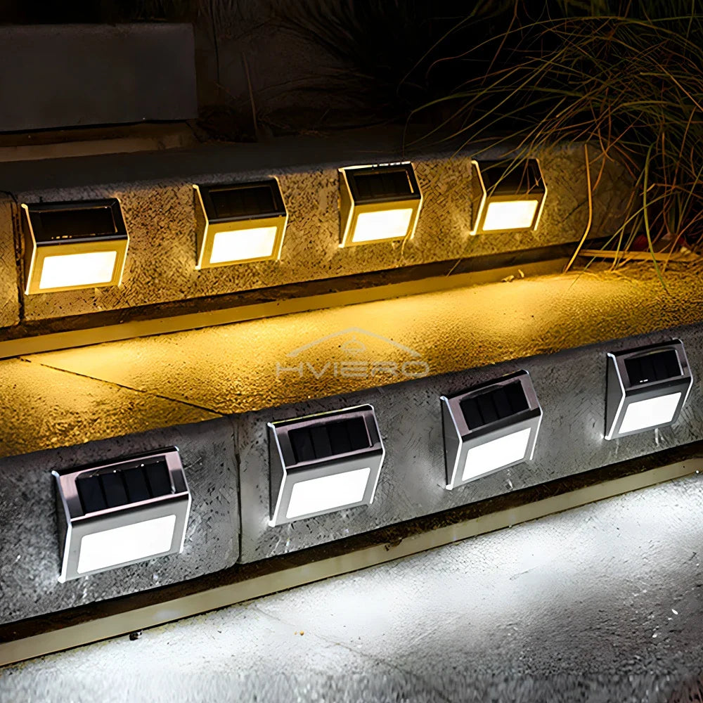 Solar LED Stair & Wall Lights – Waterproof Outdoor Garden Lamp