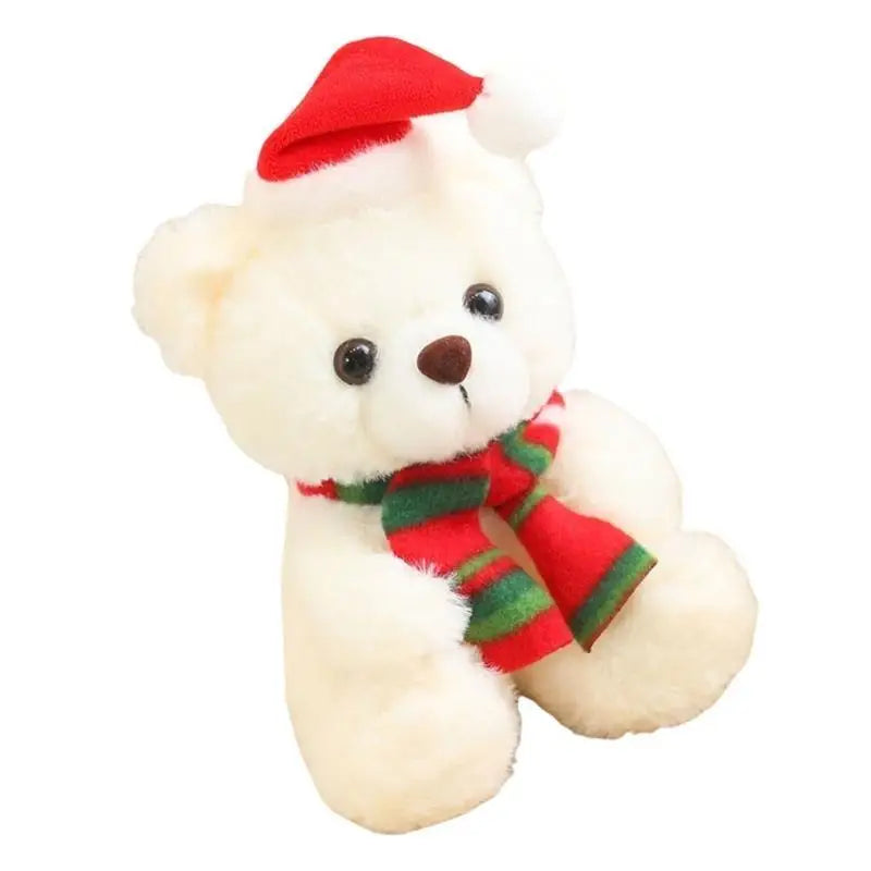 Christmas Plush Bear Toy – Embroidered, 20cm | Holiday Gift