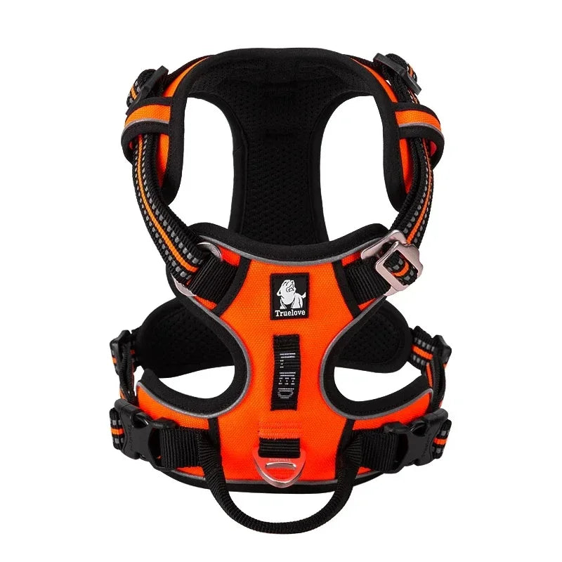 TRUE LOVE Pet Harness No Pull Nylon Reflective Dog Harness Adjustable Comfortable Control Step-in Brilliant Truelove TLH5654 Peaceful Pleasures Health and Wellness ORANGE XS China Mainland