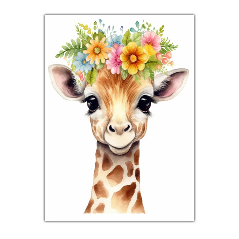 Nursery Animal Canvas Art – Lion Bear Fox Floral Crown Kids Decor Nursery Canvas Print Peaceful Pleasures Health and Wellness 03 40x60cm No Frame China Mainland