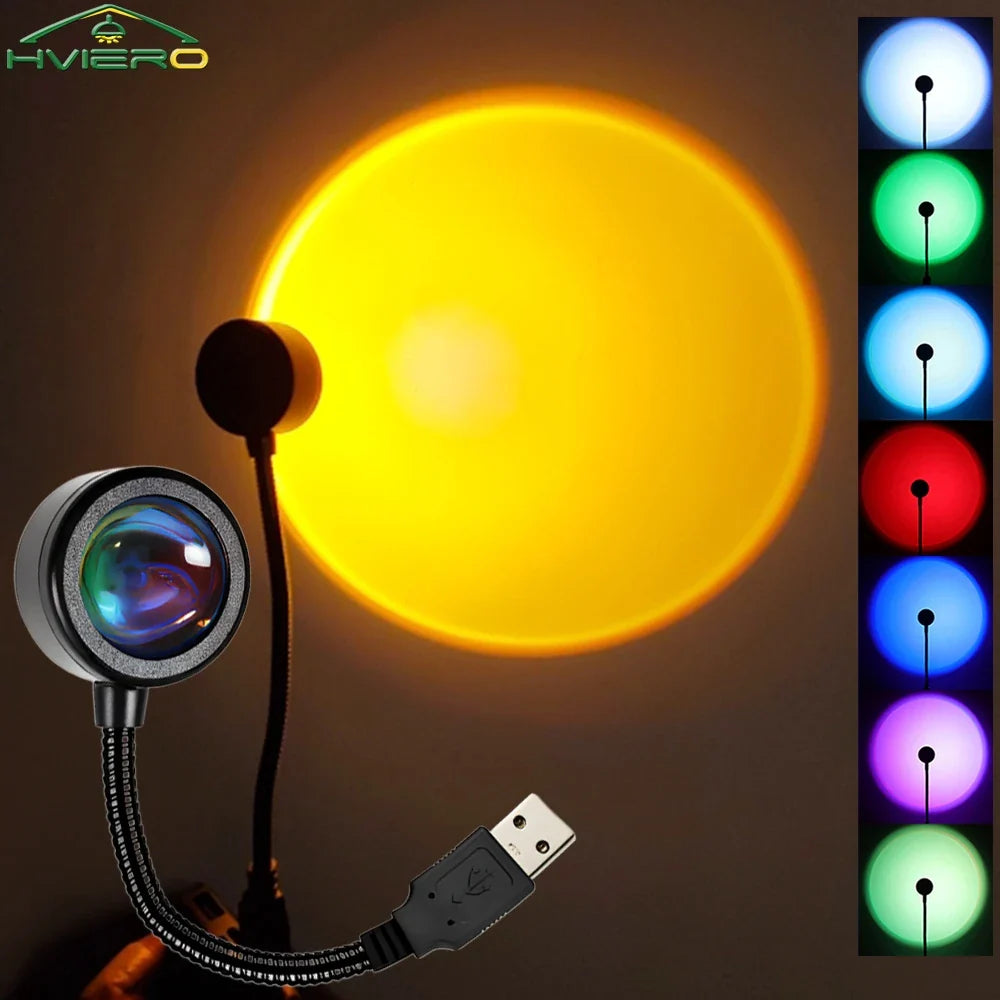 LED Sunset Lamp USB Projector – Mood Night Light for Bedroom