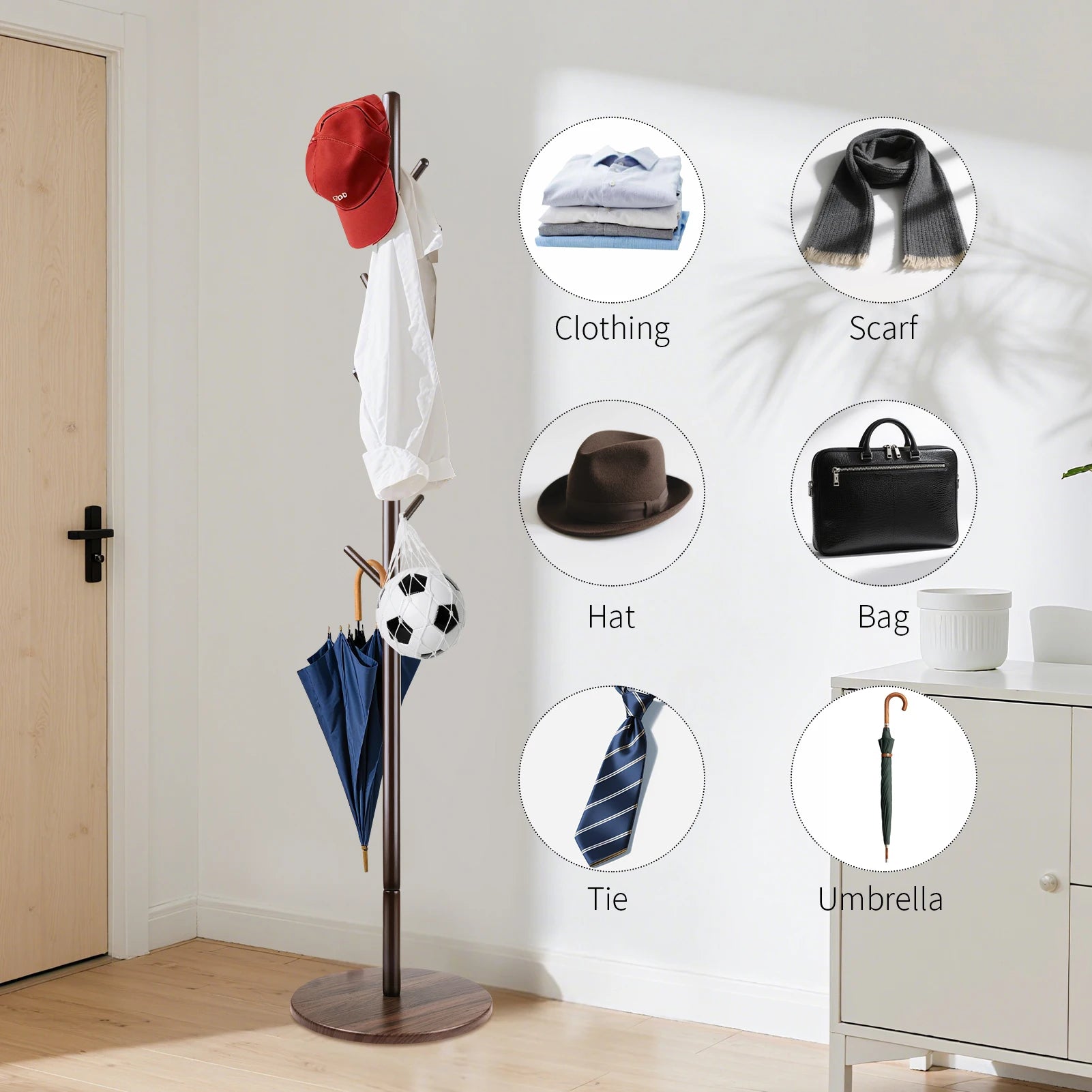 Clothes Hats Rack Floor To Floor Bedroom Coat Hook Bedroom Vertical Tree Branch Shape Holder Hat Scarf Handbag Storage Hanger Peaceful Pleasures Health and Wellness