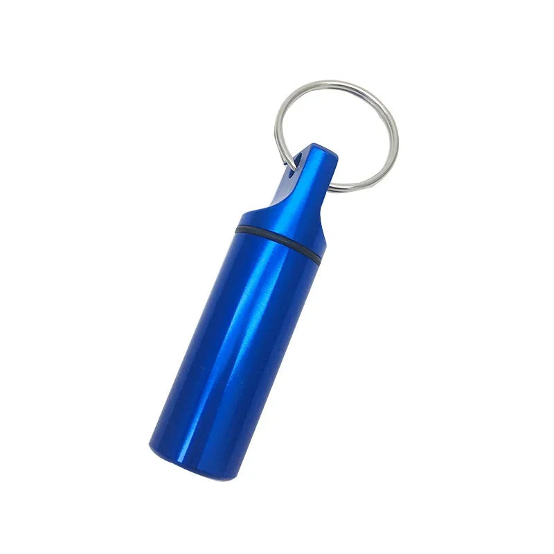 Aluminum Waterproof Pill Box Cases with Sealed Storage, Flat Head, Round Alloy Cartridge and Keychain for Vitamin Fish Oils Peaceful Pleasures Health and Wellness