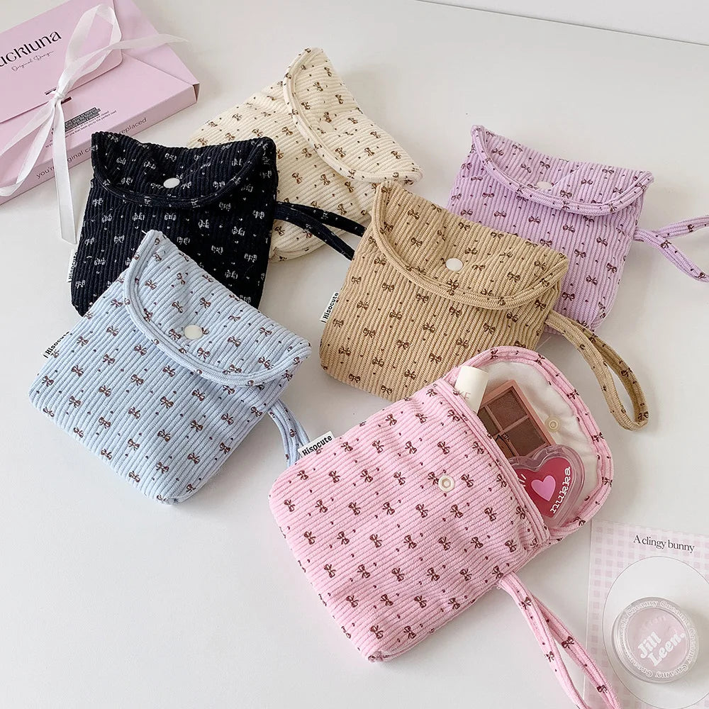 Cartoon Bow Sanitary Napkin Storage Bag Girl's Portable Carrying