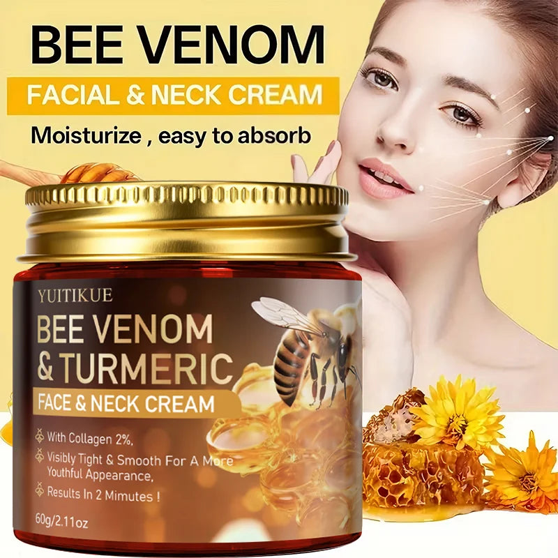 Collagen-Infused Face And Neck Cream with Bee Toxin And Turmeric Instantly Tightens Smooths for a Younger Look 2 Minute Results Peaceful Pleasures Health and Wellness