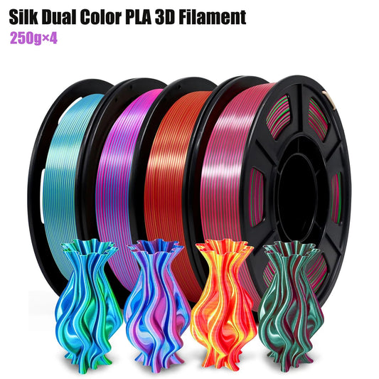 Silk Dual Color PLA Filament 1.75mm – 4×250g Coextrusion Pack