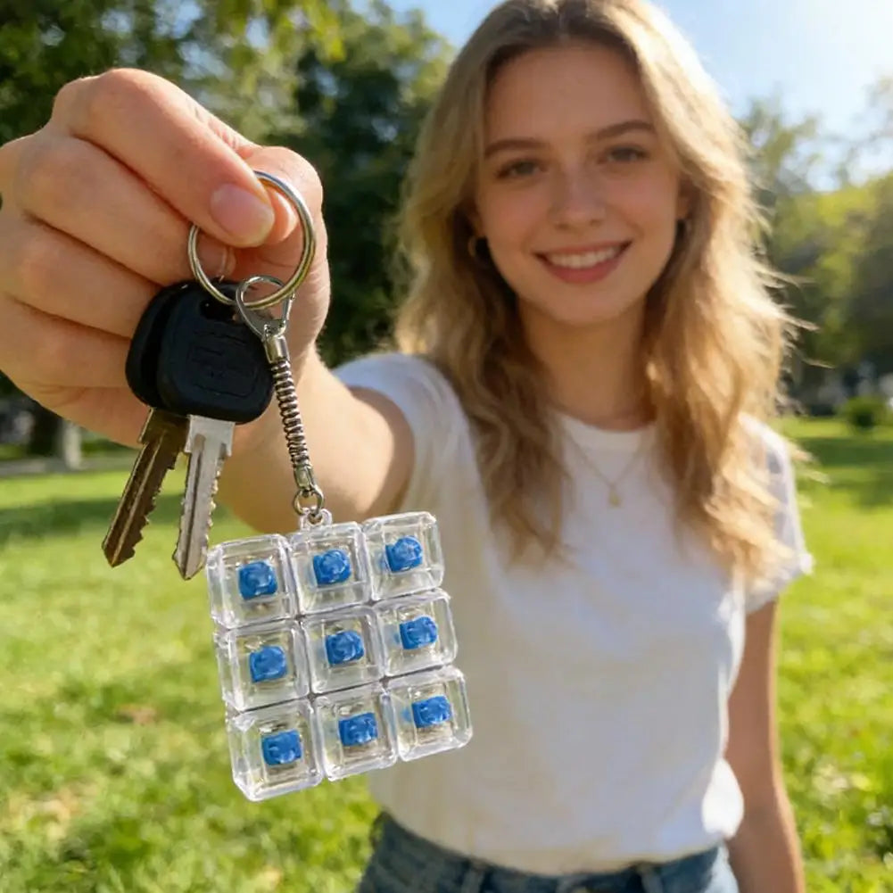 Light-Up 9-Button Fidget Keychain | Keyboard Key Toy Gift