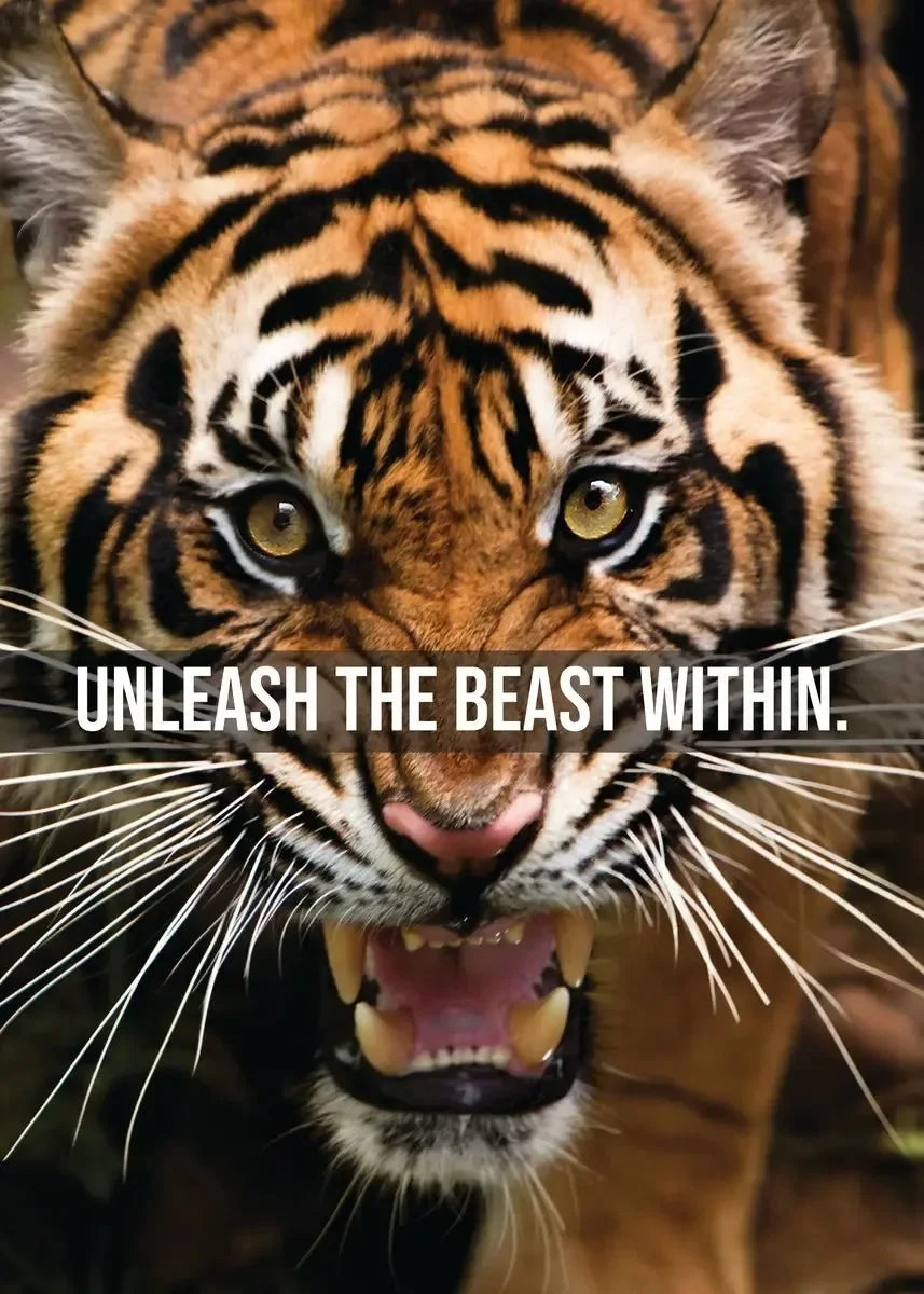 Mindset Is Everything Canvas Wall Art | Lion Wolf Tiger Poster