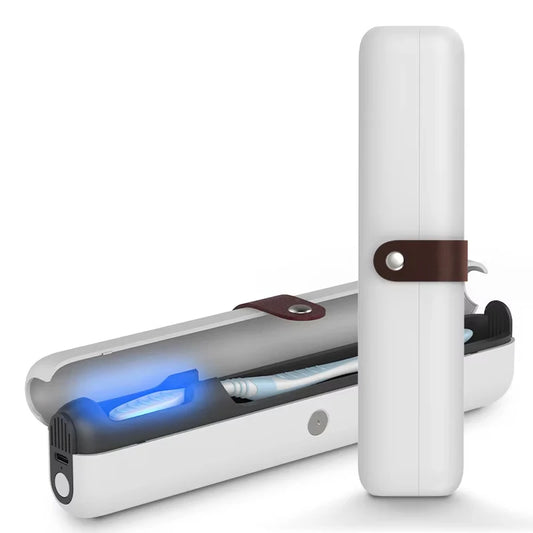 Portable Rechargeable UV-C LED UV Toothbrush Sanitizer Travel Sterilization Box Cleaner Holder for Toothbrushes Peaceful Pleasures Health and Wellness