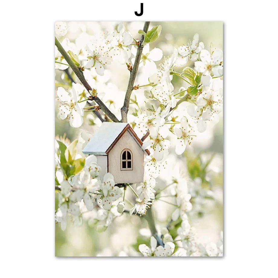 Spring Floral Canvas Wall Art | Modern Botanical Living Room Print