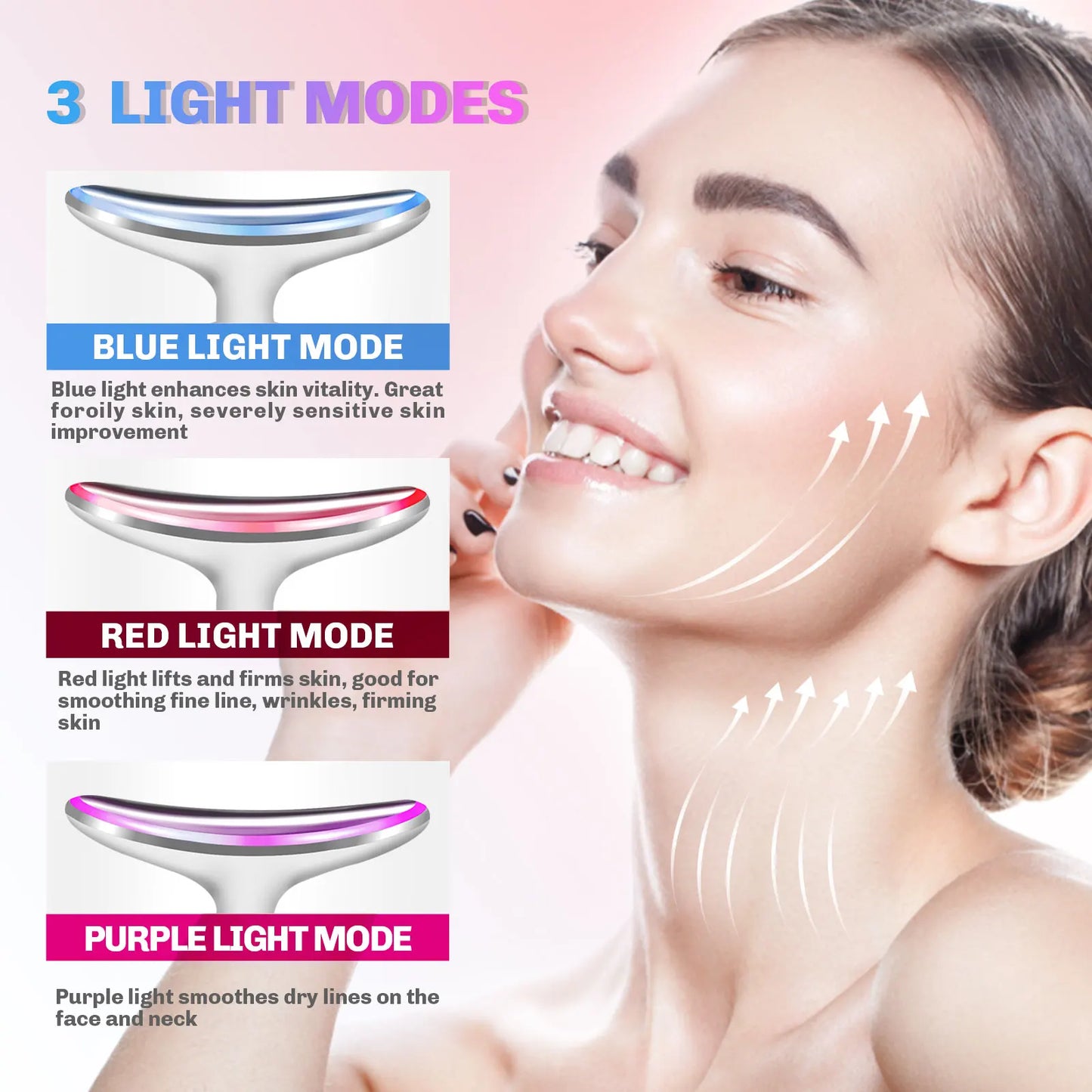 Microcurrent Neck Face Massager EMS Lifting Firming Skin Care Tightening Device LED Light Therapy for Neck Lines Reducer At Home Peaceful Pleasures Health and Wellness