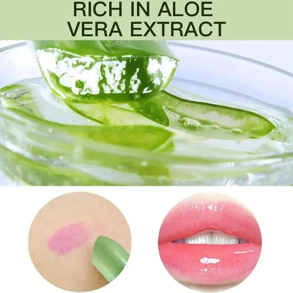 Aloe Vera Magic Color-Changing Lipstick Temperature-Activated, Long-Lasting Moisturizing Lip Balm Hydration Glossy Lips Make UP Peaceful Pleasures Health and Wellness