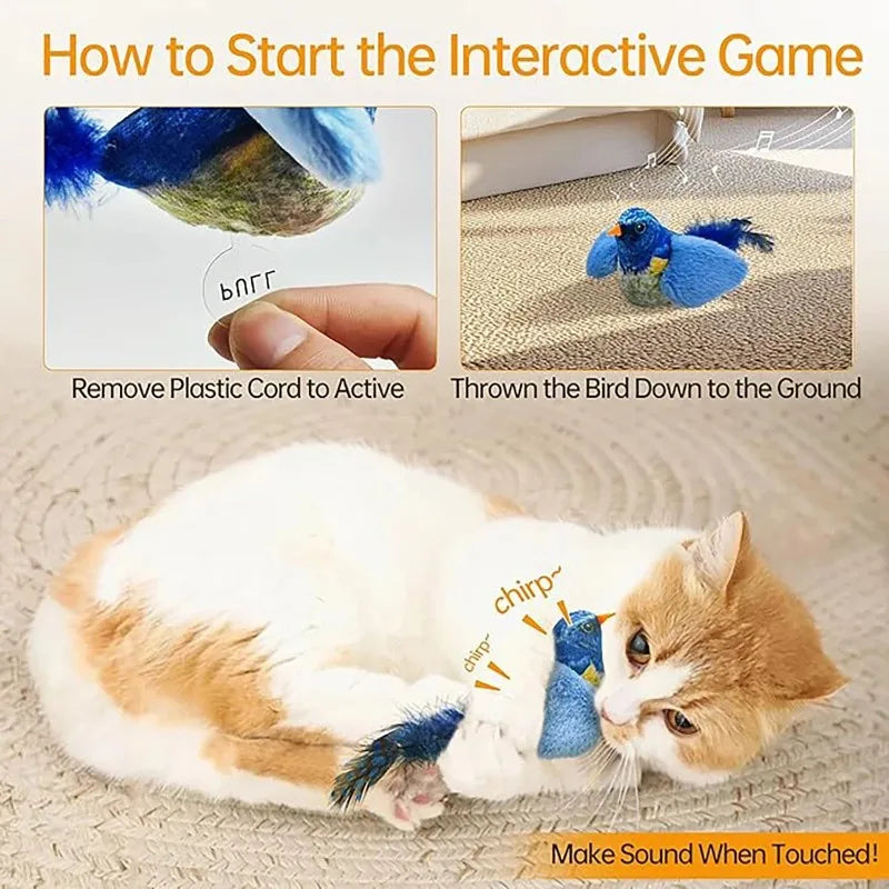 Interactive Bird Cat Toy with Catnip & Chirping Sound
