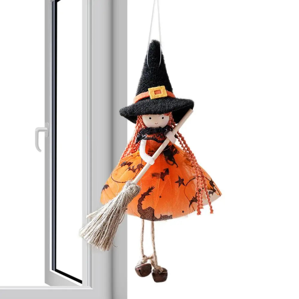 Witch Doll Hangable Witch Doll Ornament Scary Collectible Figurine Decoration for Holiday Party Window Garden Patio Outdoor Peaceful Pleasures Health and Wellness Orange CN