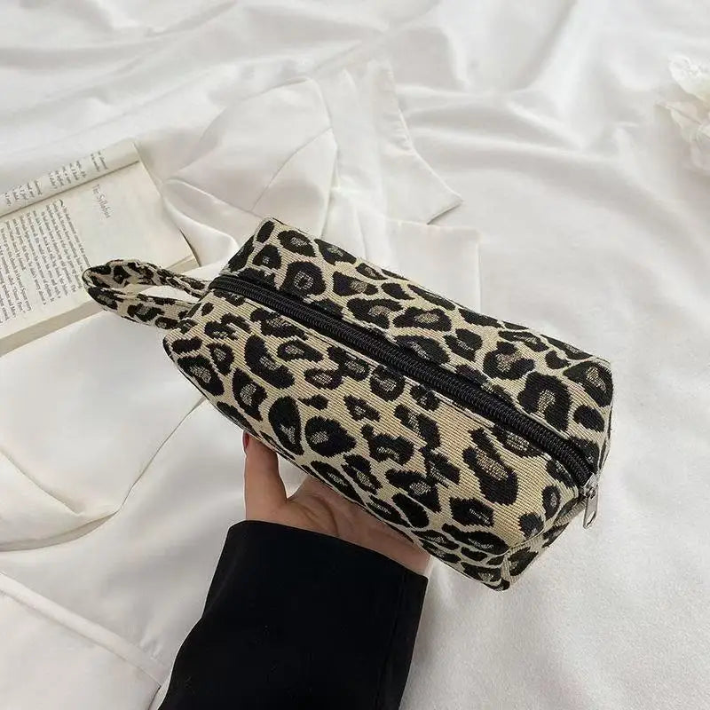 New Leopard Print Makeup Bags Pillow Pen Bag High Quality WOMEN'S Large Capacity Pillow Bag Portable Storage Handbag Peaceful Pleasures Health and Wellness leopard print