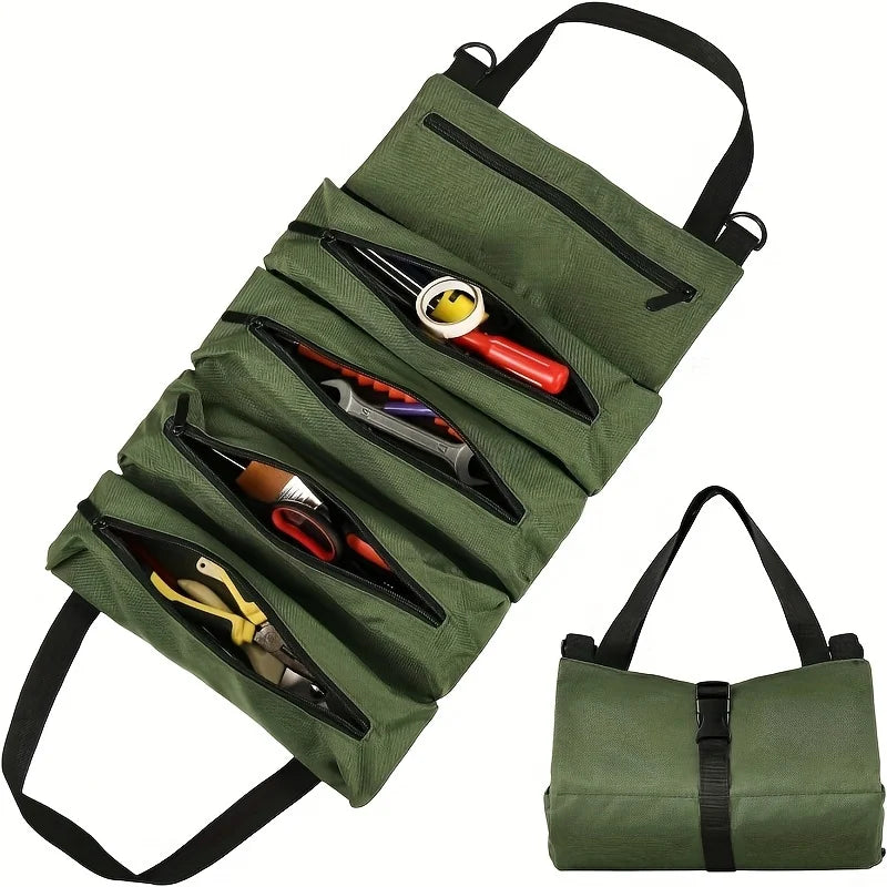 1 Pack of Roll-Type Tool Bag Oxford Cloth Tool Bag Car Tool Storage Bag Multi-Functional Electrician Bag Green Tool Storage Bag Multi-Layer Storage Large Capacity Essential Tool Bag Peaceful Pleasures Health and Wellness