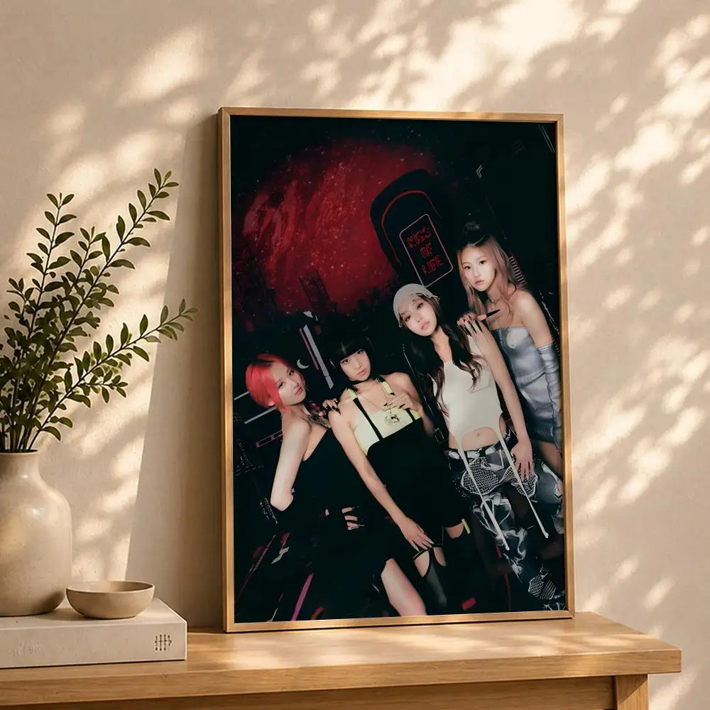 Kpop K-KISS OF LIFES Poster HD Self Adhesive Waterproof Wall Art Ideal for Home Office Dorm Bedroom Great Gift Peaceful Pleasures Health and Wellness White3 40X50cmNoframe