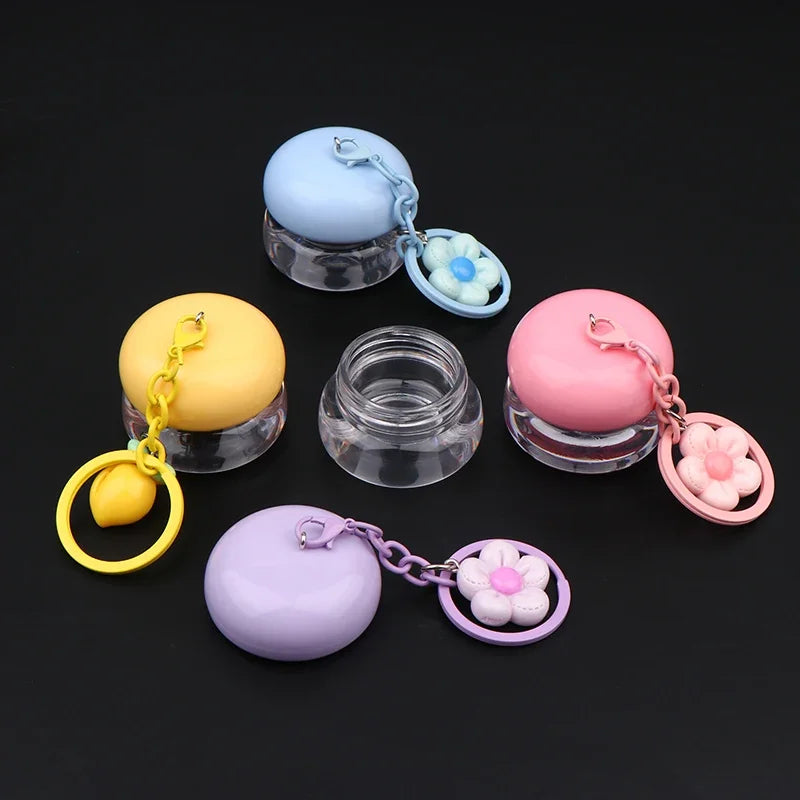 1Pc 5g Mini Empty Plastic Lip Mask Jar with Keychain Pendant Lip Balm Canister Cream Lip Balm Container Lipstick Makeup Holder Peaceful Pleasures Health and Wellness