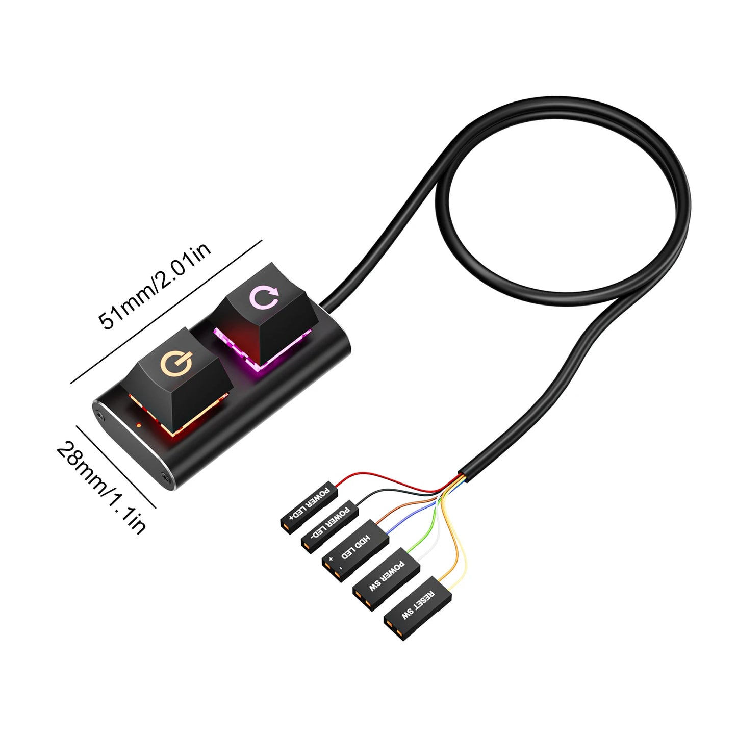 2m Extended Desktop Power Button with LED Light Mechanical Power Switch for Easy External Remote Start PC Motherboard Peaceful Pleasures Health and Wellness