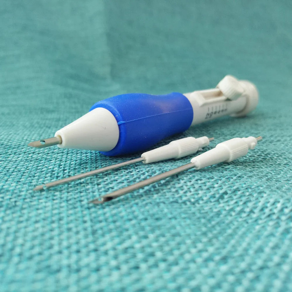 Magic Embroidery Pen Embroidery Needle Weaving Tool Fancy Silica Gel 1Embroidery Pen+4Needles For Embroidery Free Shipping Items Peaceful Pleasures Health and Wellness Blue