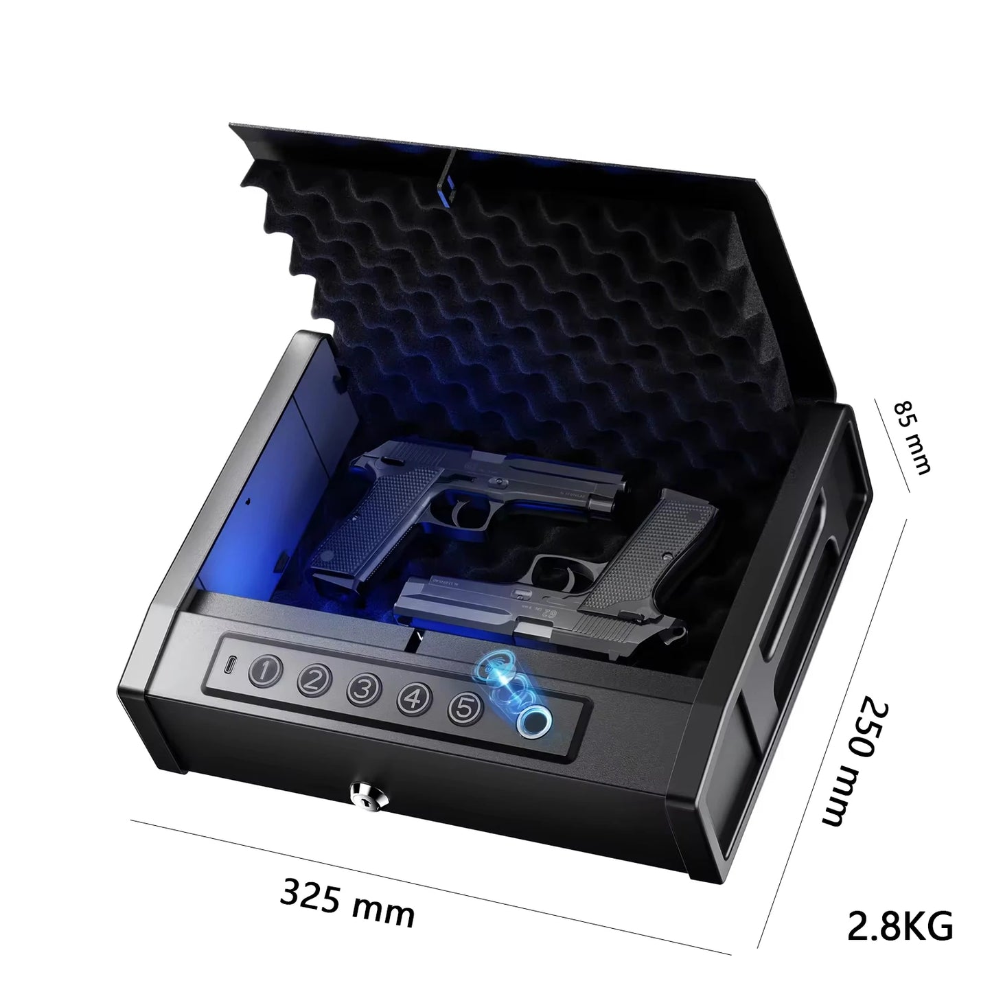 High Security Anti Theft Fingerprint Password Safe Box Shockproof Vehicle Mounted Handgun Gun Safe for Valuables Quick Access Peaceful Pleasures Health and Wellness Box (With no Gun)