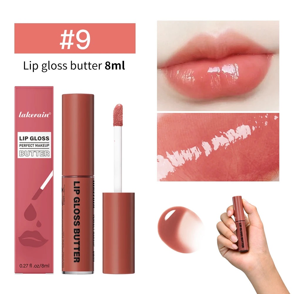 8ml Butter Non-stick Cup Gloss Lip Gloss Moisturizing Mirror Lip Gloss Lasting Color Lip glaze Dye Lip Liquid Makeup For Women Peaceful Pleasures Health and Wellness 9