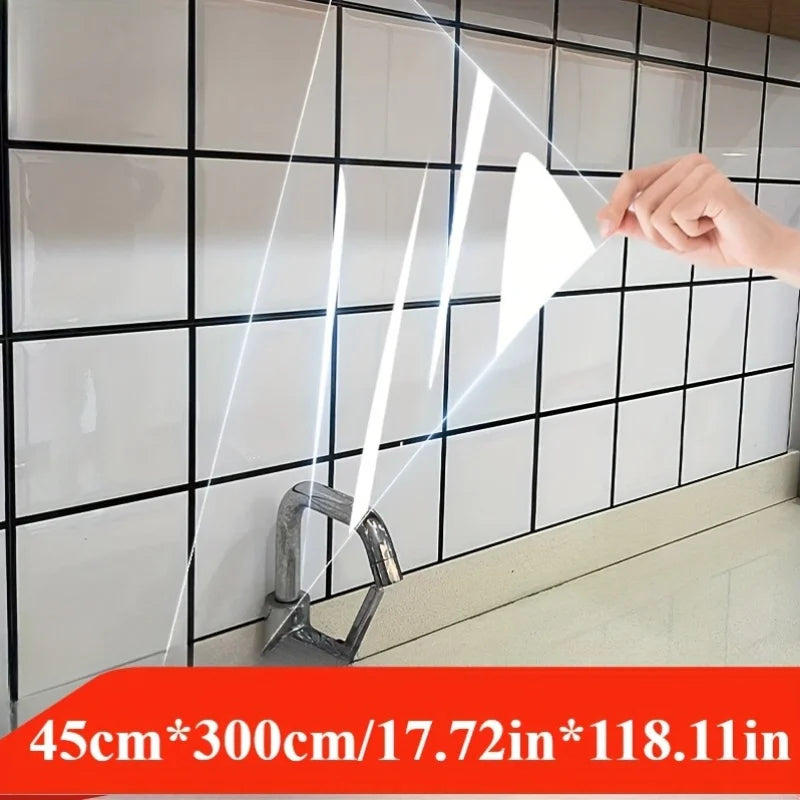 Transparent Wall Protective Film – Oil-Proof & Waterproof, 2 Rolls
