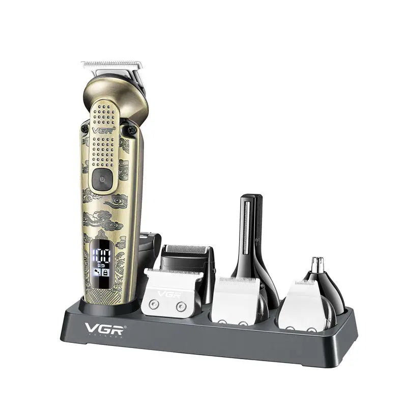 VGR 8-in-1 metal hair clipper multifunctional intelligent LED digital hair trimmer men's nose hair and armpit hair shaver V-103 Peaceful Pleasures Health and Wellness