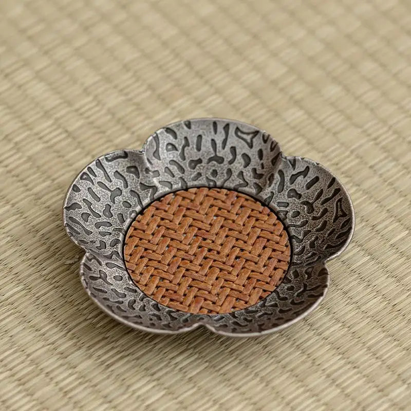 Woven Rattan Tea Coaster | Chinese Style Flower Home Decor Tea Coaster Peaceful Pleasures Health and Wellness 1 S