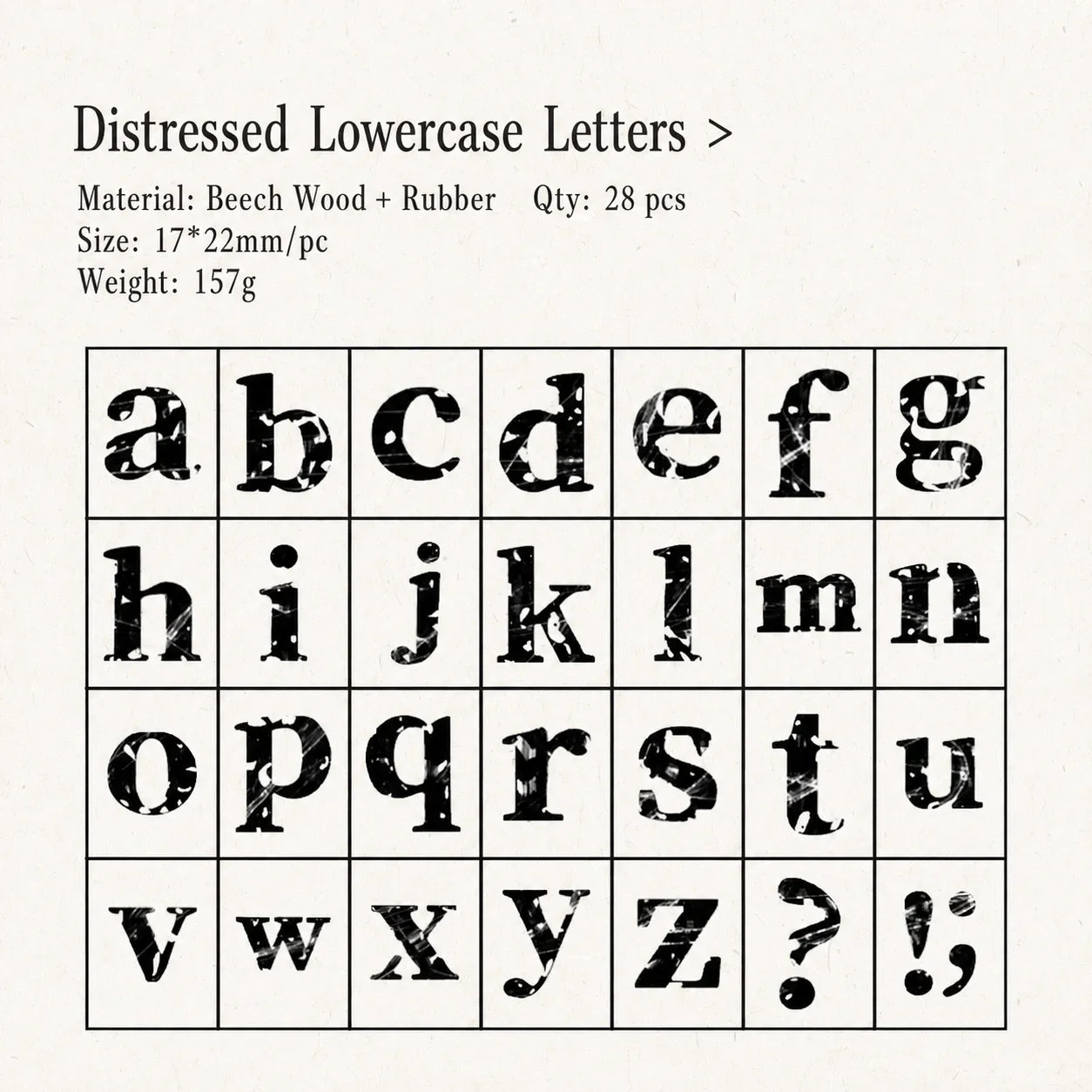 Vintage Broken Style Wooden Rubber Stamp Set – Letters & Numbers