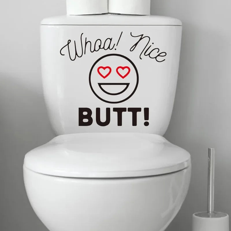 Funny Bathroom Toilet Sign Wall Stickers | Waterproof PVC Decals