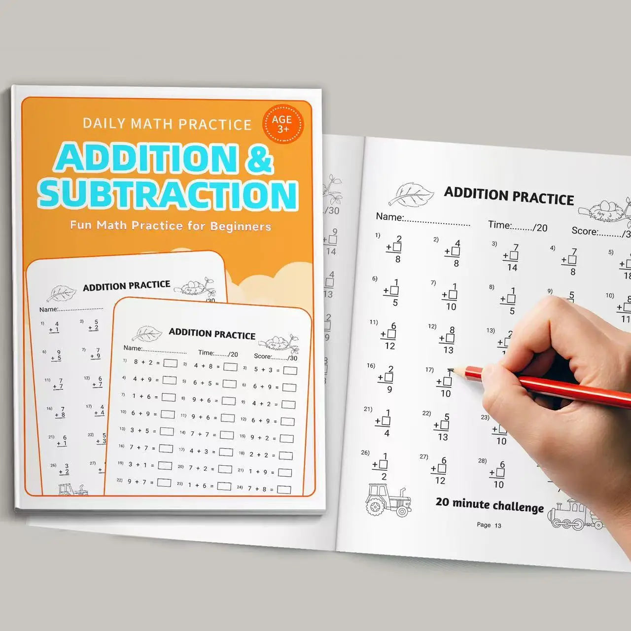 Daily Beginner Addition Subtraction Math Workbook 64 Pages Basic