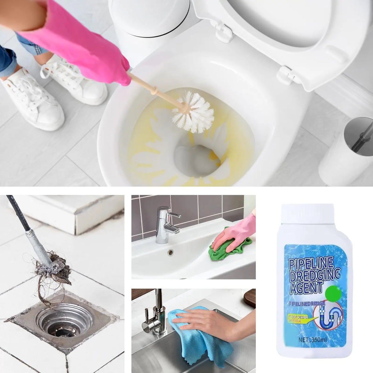 350ml Powerful Drain Cleaner, Fast Acting Pipe Unclogger Gel for Kitchen Sink, Shower, Bathroom Tub Pipeline Protection Peaceful Pleasures Health and Wellness