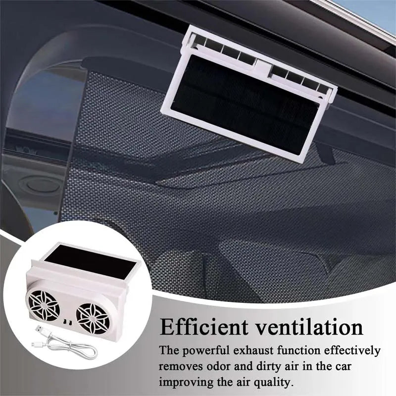 Exhaust Powerful Ventilation Window Radiator Radiator Fans Usb Cooling Car Fans With Solar Panel Rechargeable Solar Fan Peaceful Pleasures Health and Wellness