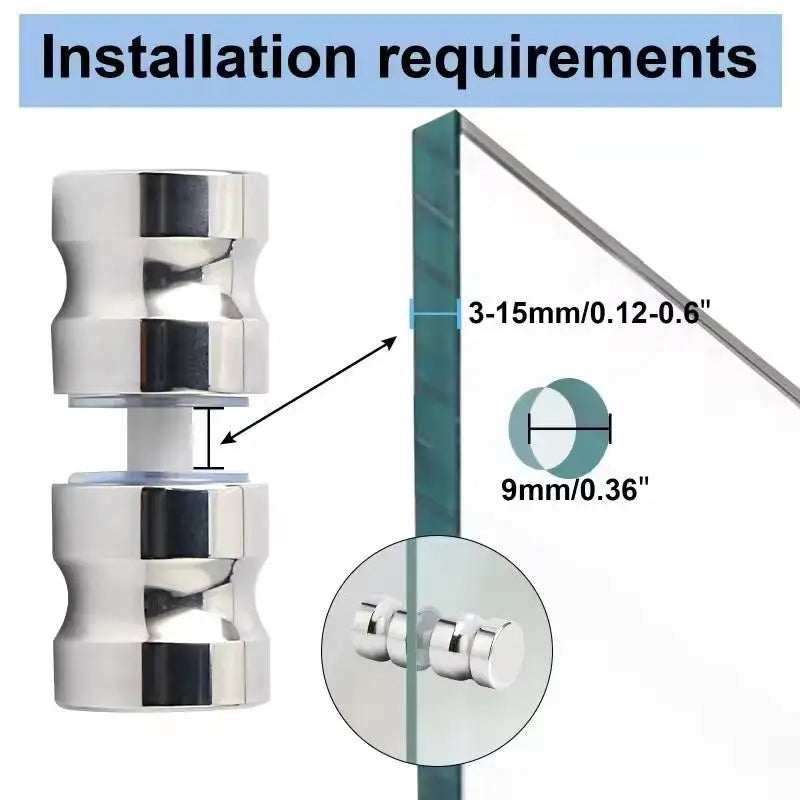 New Shower Glass Door Handle,Sliding Shower Doors Knob,Double Sided Pull Hardware Replacement Parts For Bathroom Glass Doors Peaceful Pleasures Health and Wellness