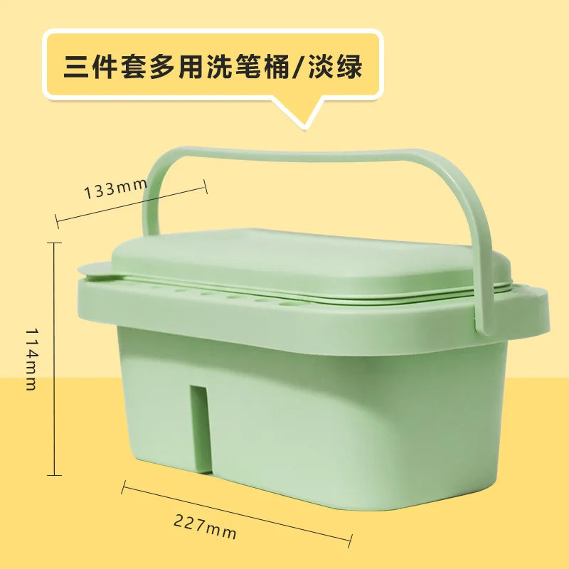 Multi-Use Paint Brush Basin with Holder, Palette & Lid