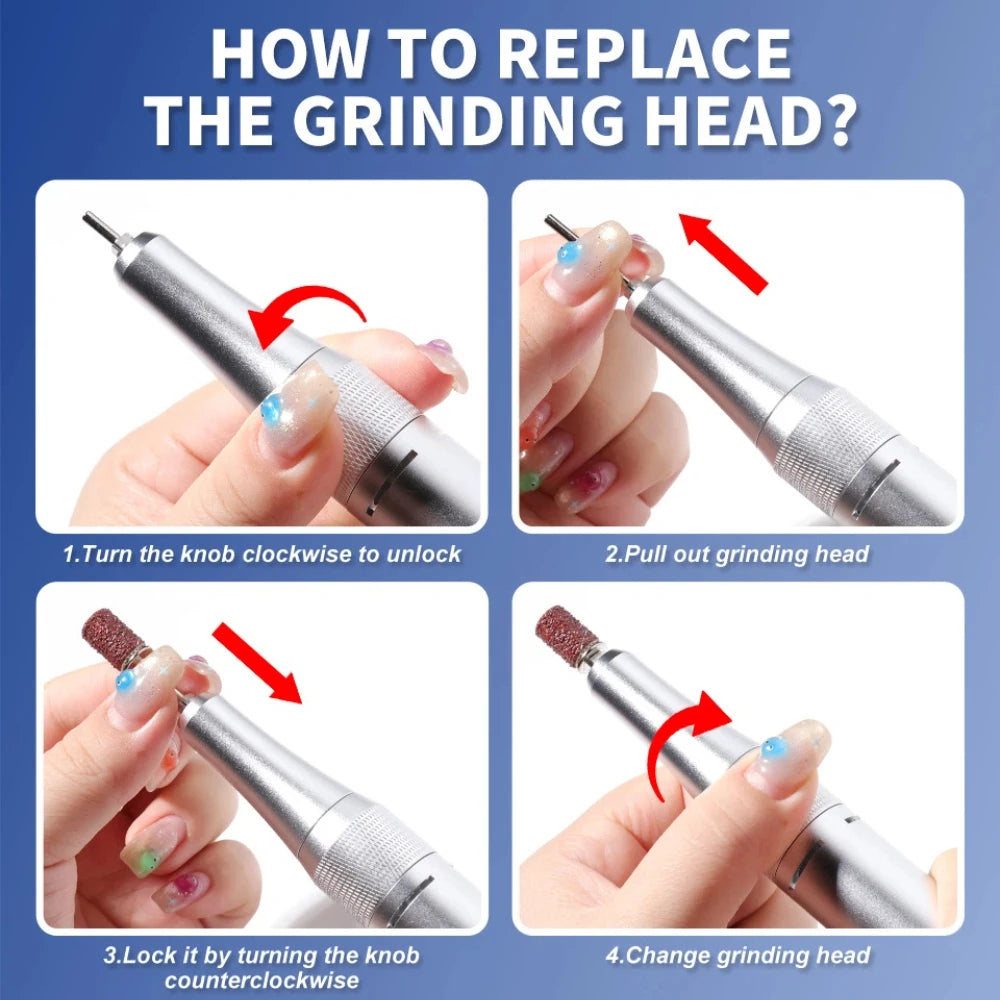 45000 RPM Rechargeable Electric Nail Drill | Pro Manicure Machine