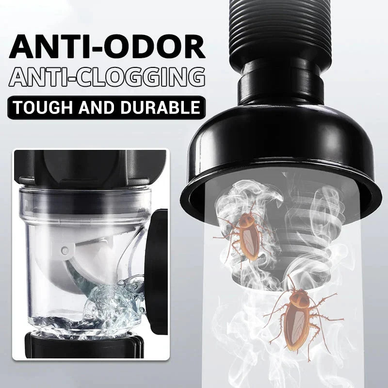 Flip-Top Anti-Odor Sink Drain Set | Flexible Anti-Clog Pipe