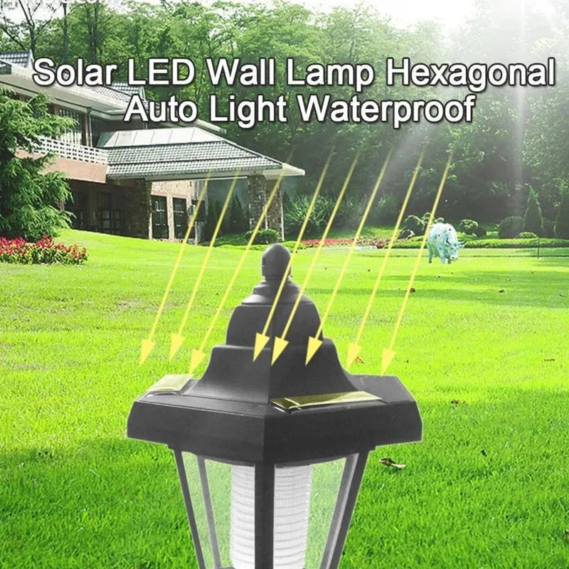 Solar Retro Hexagonal Lantern – Waterproof Garden Wall Light