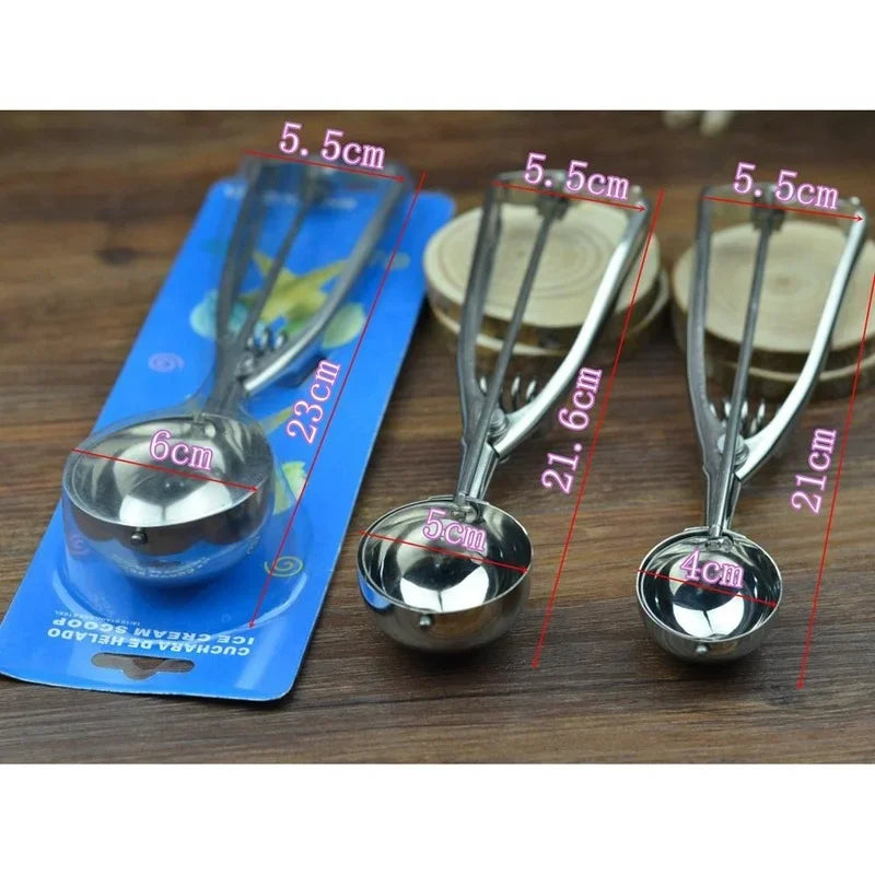 Stainless Steel Spoon Spring Handle Kitchen Stainless Ice Cream Mash Potato Scoop Kitchen Accessories Wholesale 3 Size for Choos Peaceful Pleasures Health and Wellness