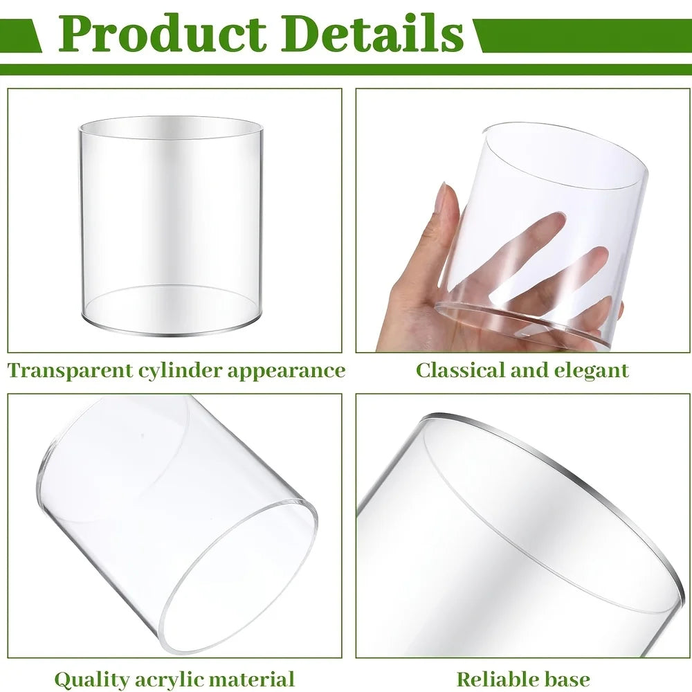 Clear Acrylic Cylinder Flower Vases – Set of 3 Wide-Mouth Vases for Centerpieces & Candle Holders