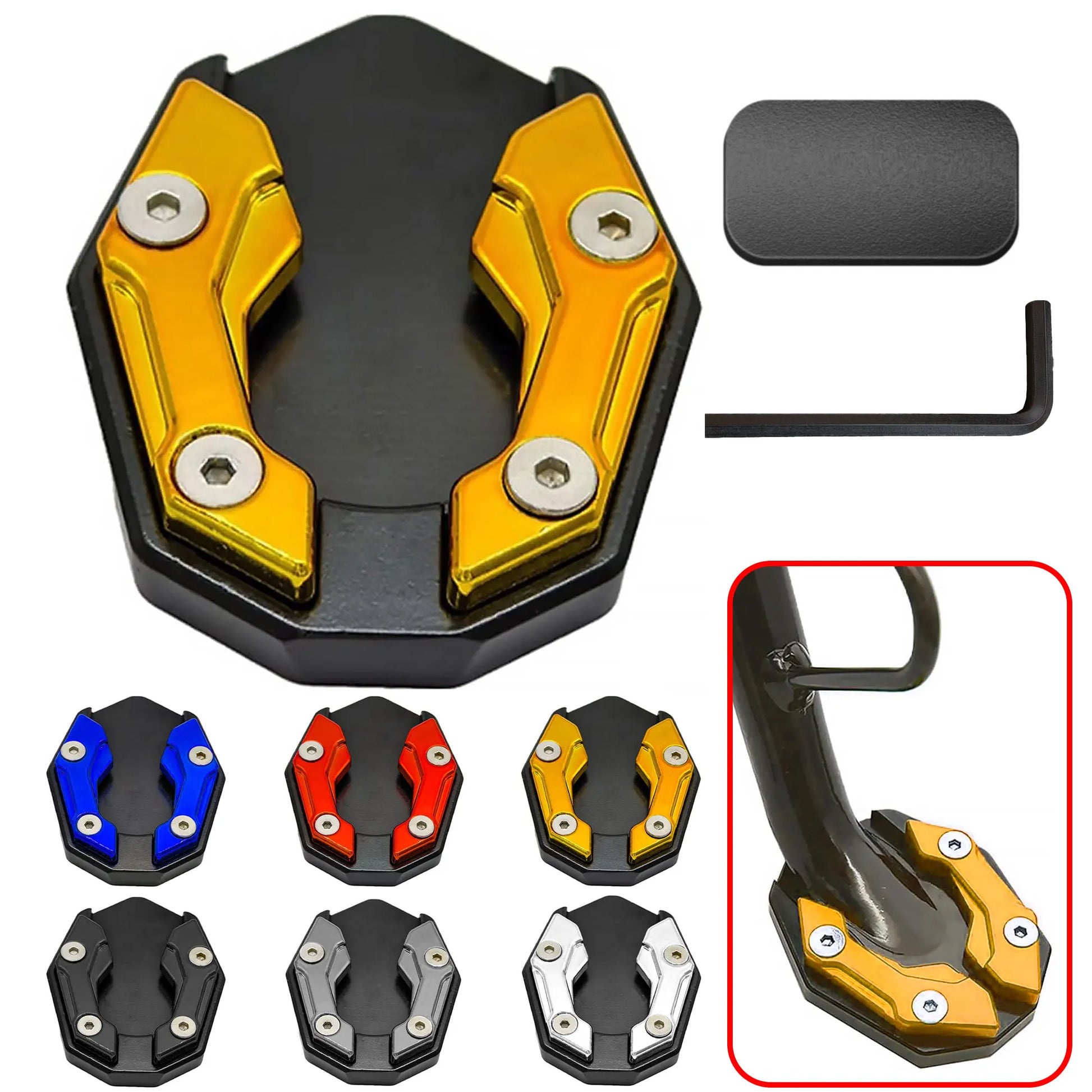 Motorcycle Side Stand Extension Kickstand foot Pad,Support Plate Helps Park Your Bike on Hot Pavement, Grass, Soft Ground Peaceful Pleasures Health and Wellness