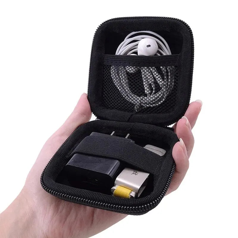 Leather Digital Gadget Organizer Bag | Cables, Earphones & More