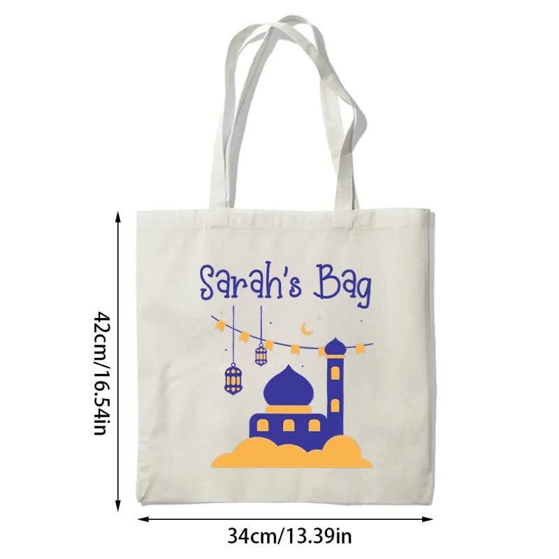 Personalized Mosque Canvas Tote Bag | Eid Ramadan Islamic Gift Personalized Tote Bag Peaceful Pleasures Health and Wellness