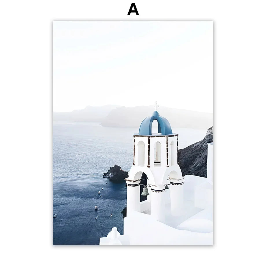 Santorini Morocco Door Flower Canvas Wall Art | Nordic Print
