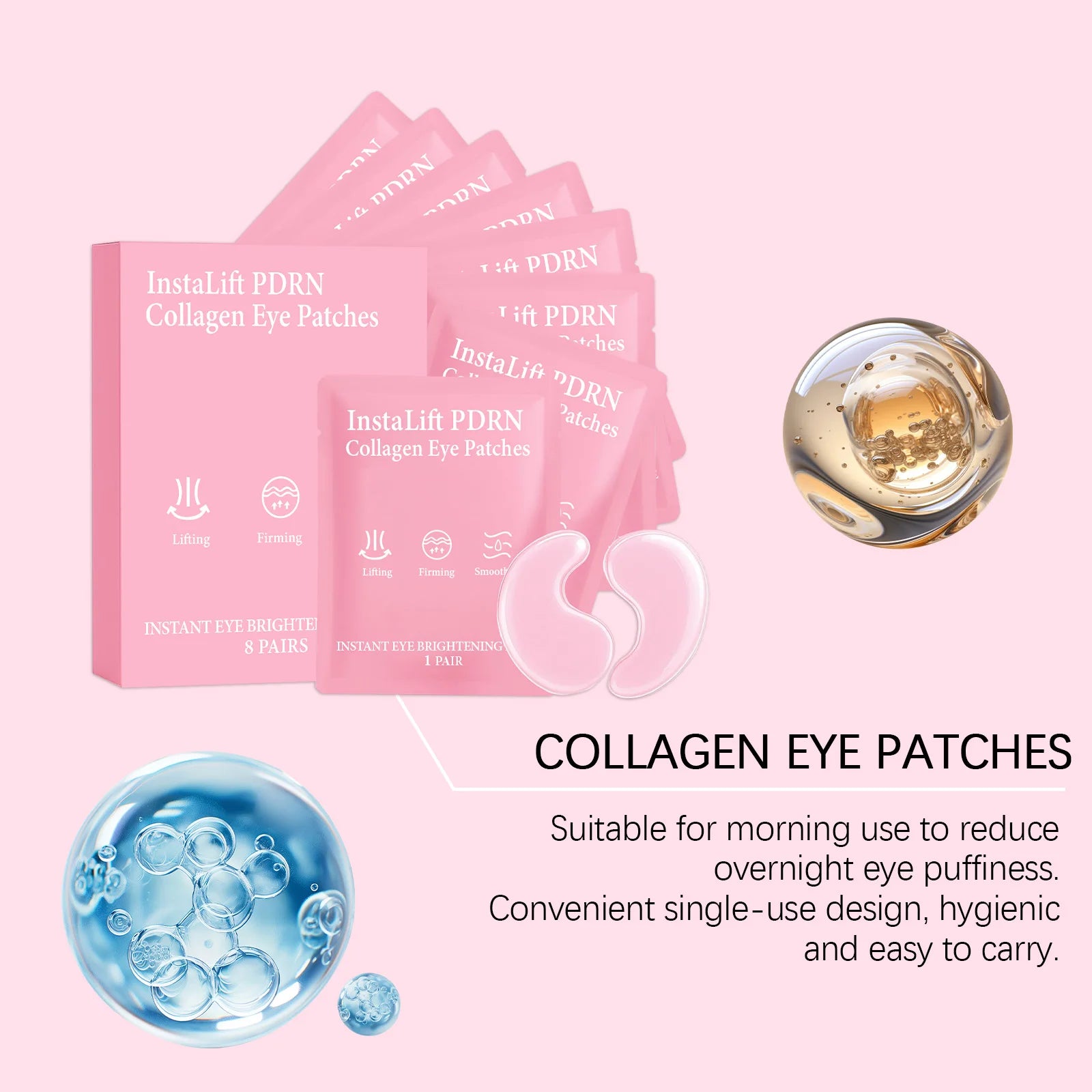 Pdrn Collagen Eye Mask Anti-Puffiness Tightening Eye Patches Fade Eye Fine Lines Remove Dark Circle Firming Lifting Skin Care Peaceful Pleasures Health and Wellness