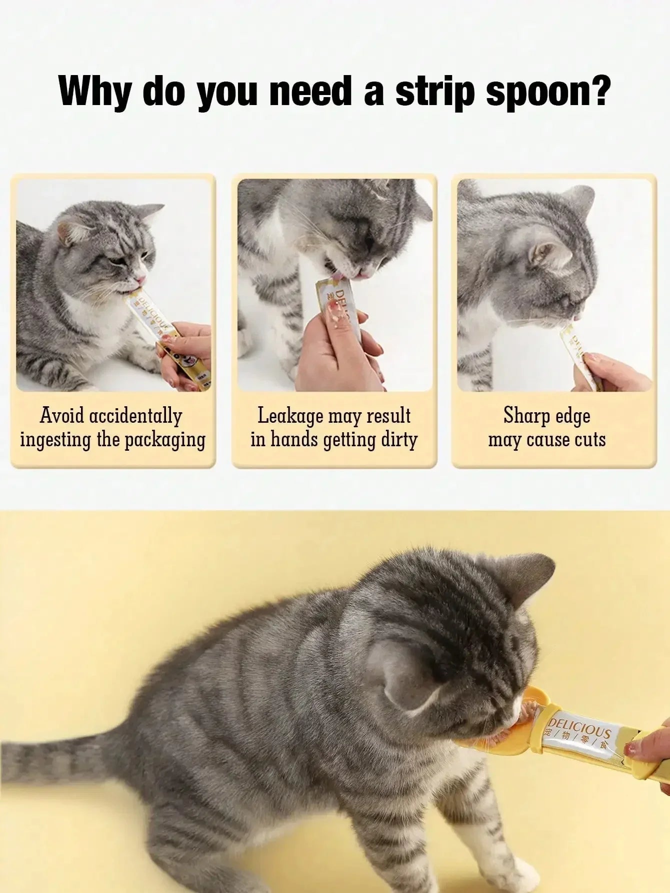Long Handle Cat Treat Squeeze Feeder Spoon | Food Dispenser