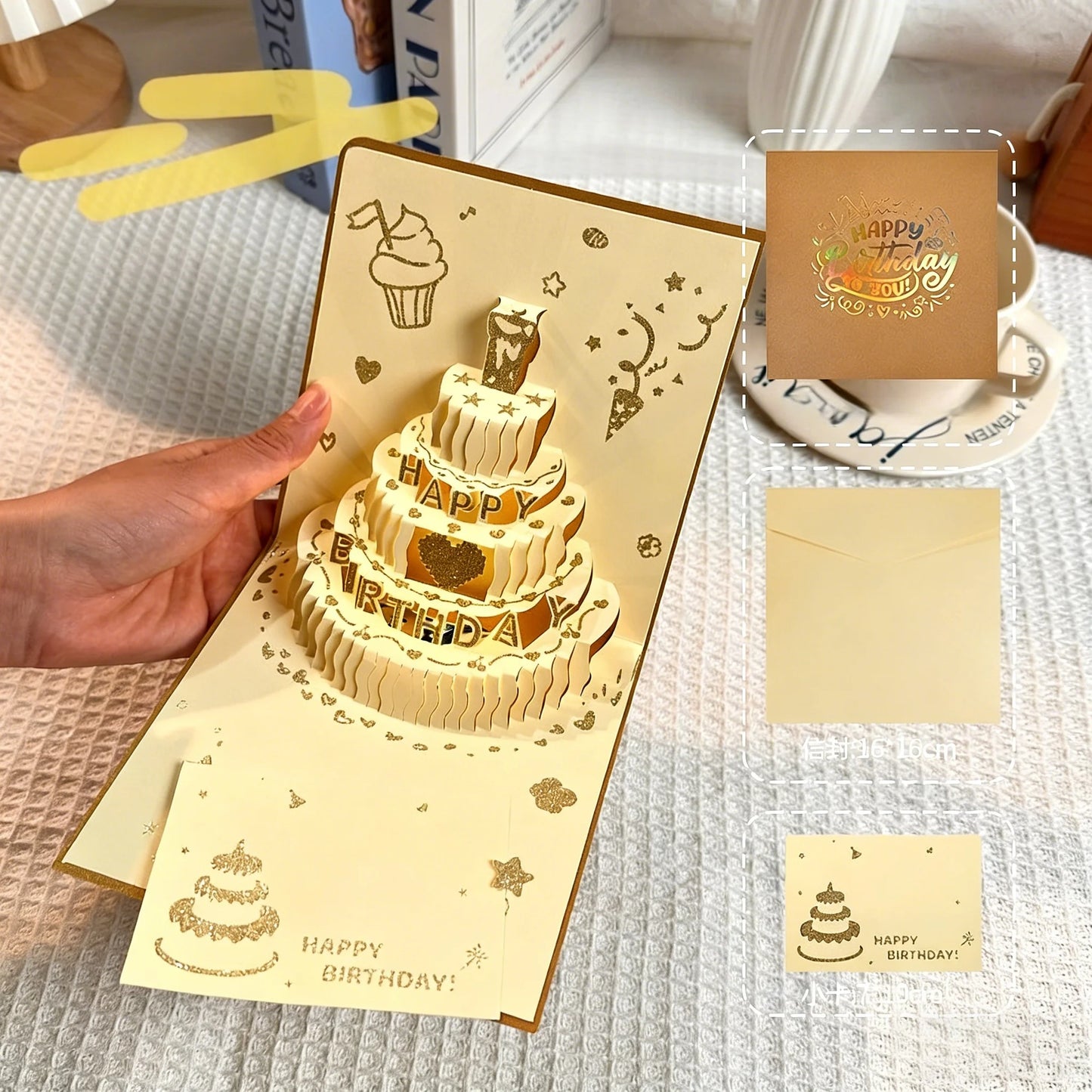 3D Pop-Up Handmade Greeting Cards with Envelopes | All Occasions