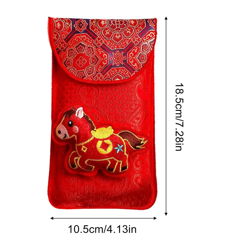 Chinese Red Envelope 2026 Lunar New Year Embroidery Fabric Gift Festive Gift Envelope Peaceful Pleasures Health and Wellness a China Mainland